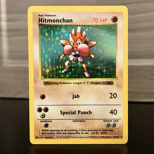 1999 Pokemon TCG Hitmonchan Base Set Shadowless Holo Rare 7/102