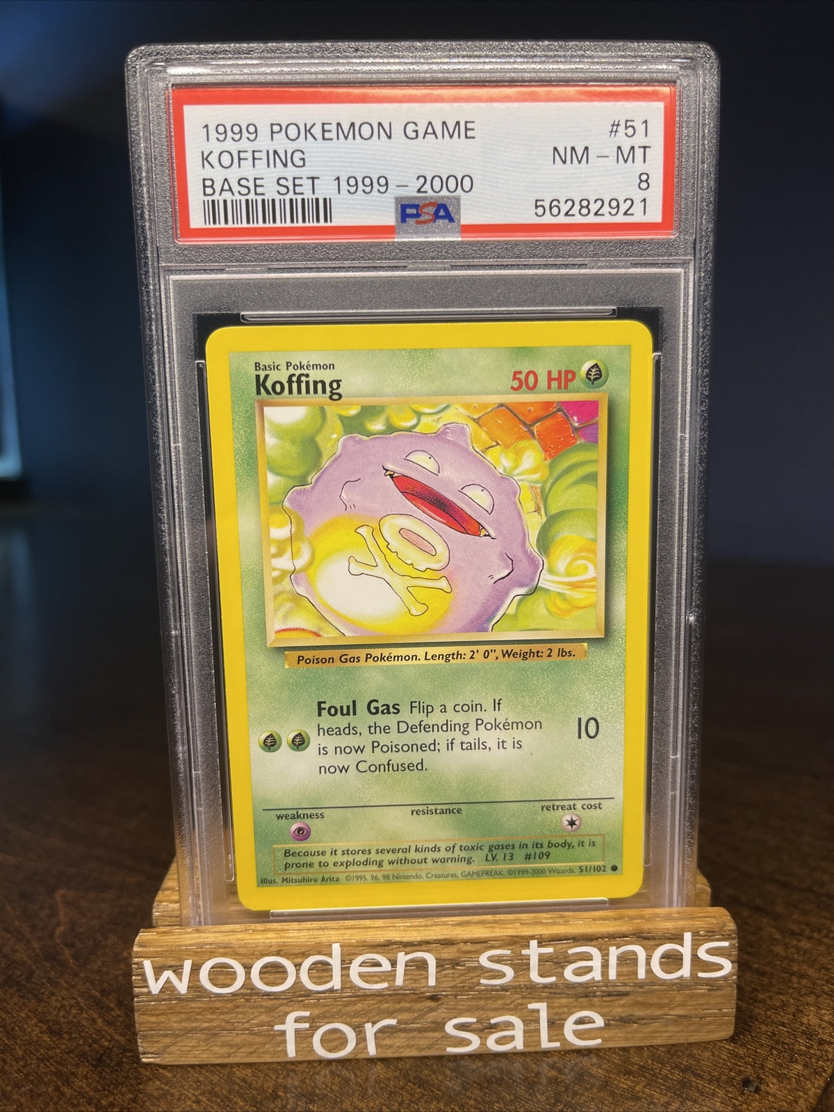 PSA 8 NM-MT Koffing 51/102 4th Print Base Set Pokemon Trading Card
