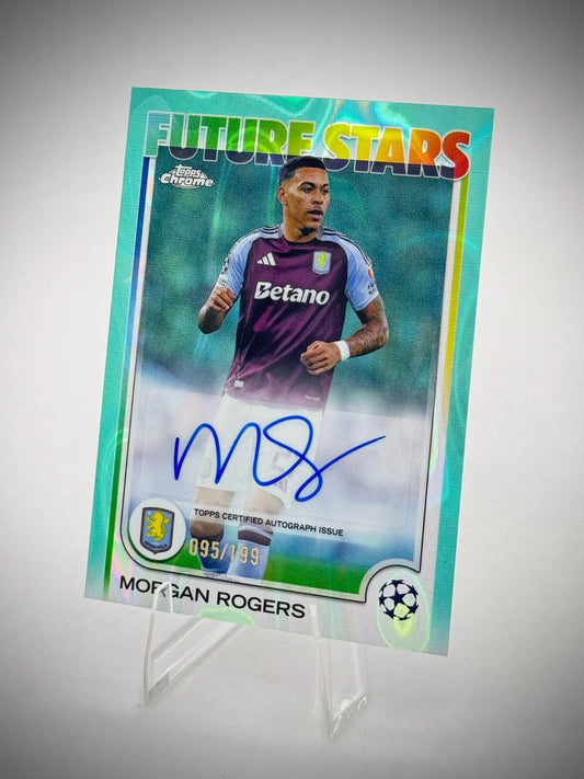 Morgan Rogers 2024-25 Topps Chrome UCC Aston Villa FSA-MR Aqua Lava 95/199