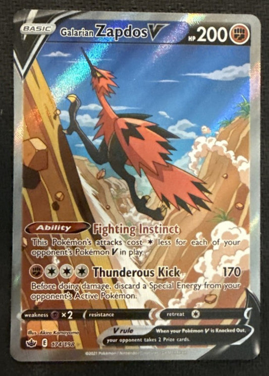 Galarian Zapdos V Alt Art 174/198 Chilling Reign Pokemon 2021