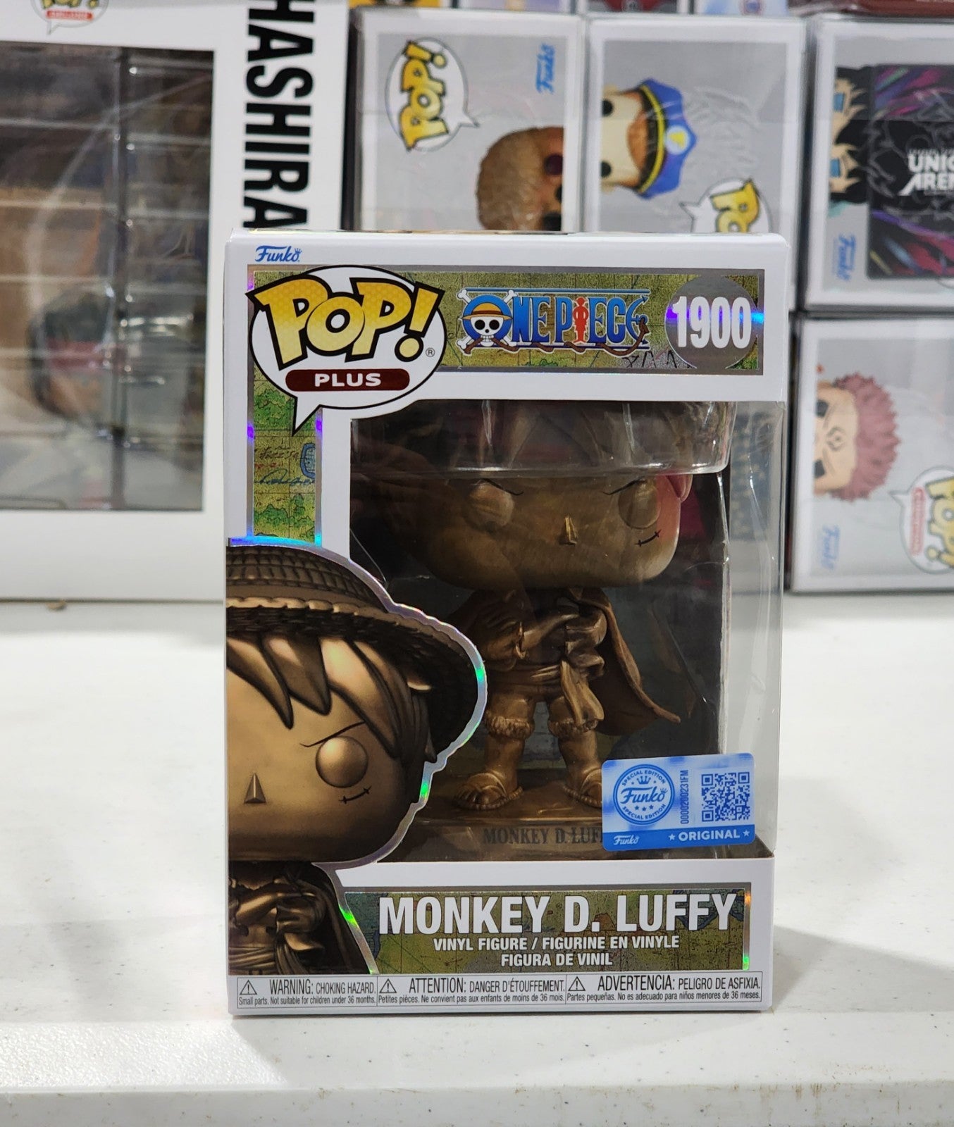 Pop Plus One Piece Monkey D. Luffy Statue Bronze Funko Shop Exclusive +Protector