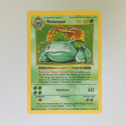Pokemon Card - Base 15/102 - VENUSAUR (holo-foil)**Shadowless** *Lightly Played*