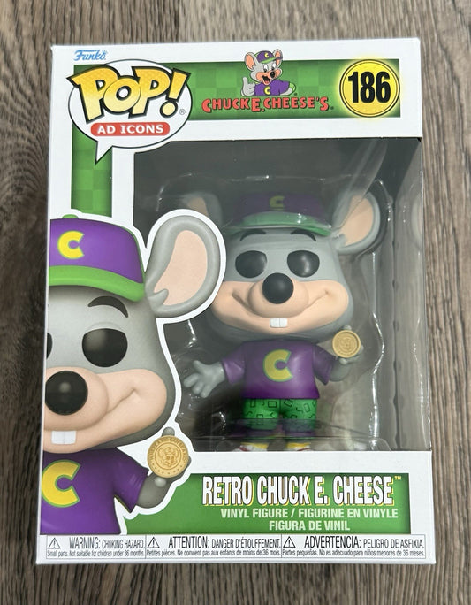 Funko Pop! Ad Icons - Retro Chuck E. Cheese #186  Vaulted w/ Protector