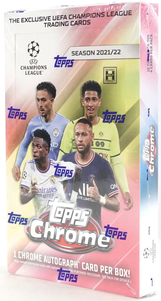 2021/22 Topps Chrome UEFA Champions League Soccer Factory Sealed Hobby Box