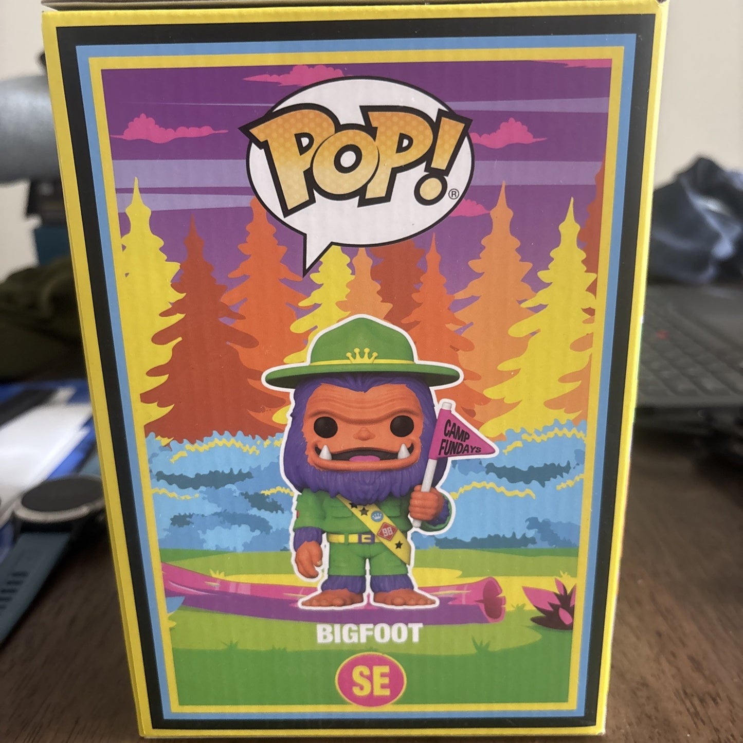 Funko Pop Camp Fundays SDCC 2023 Blacklight Bigfoot 6" LE 850 Orange Face