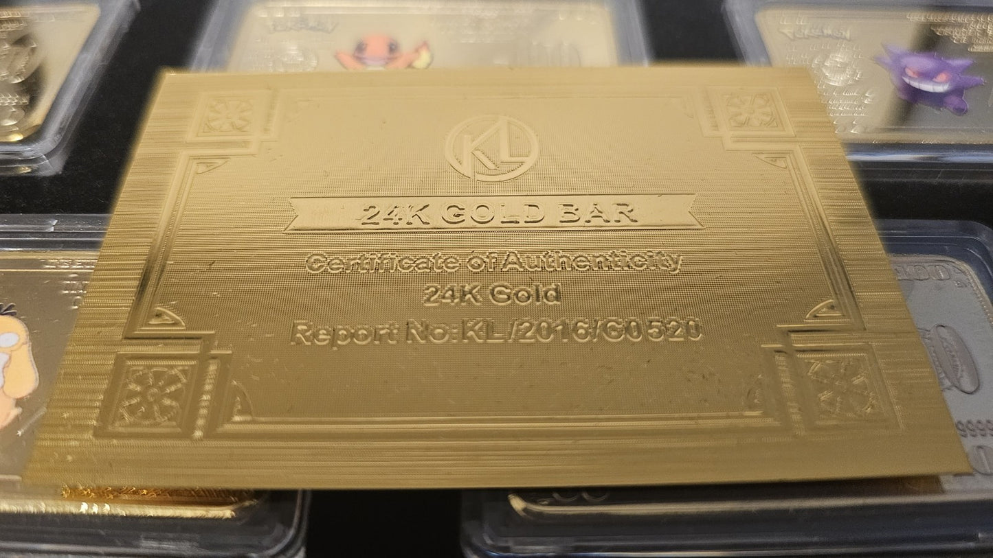 Pokemon 7 Pieces Gold Dollar 1oz Bullion Bar Set (Gold Plated) with Case