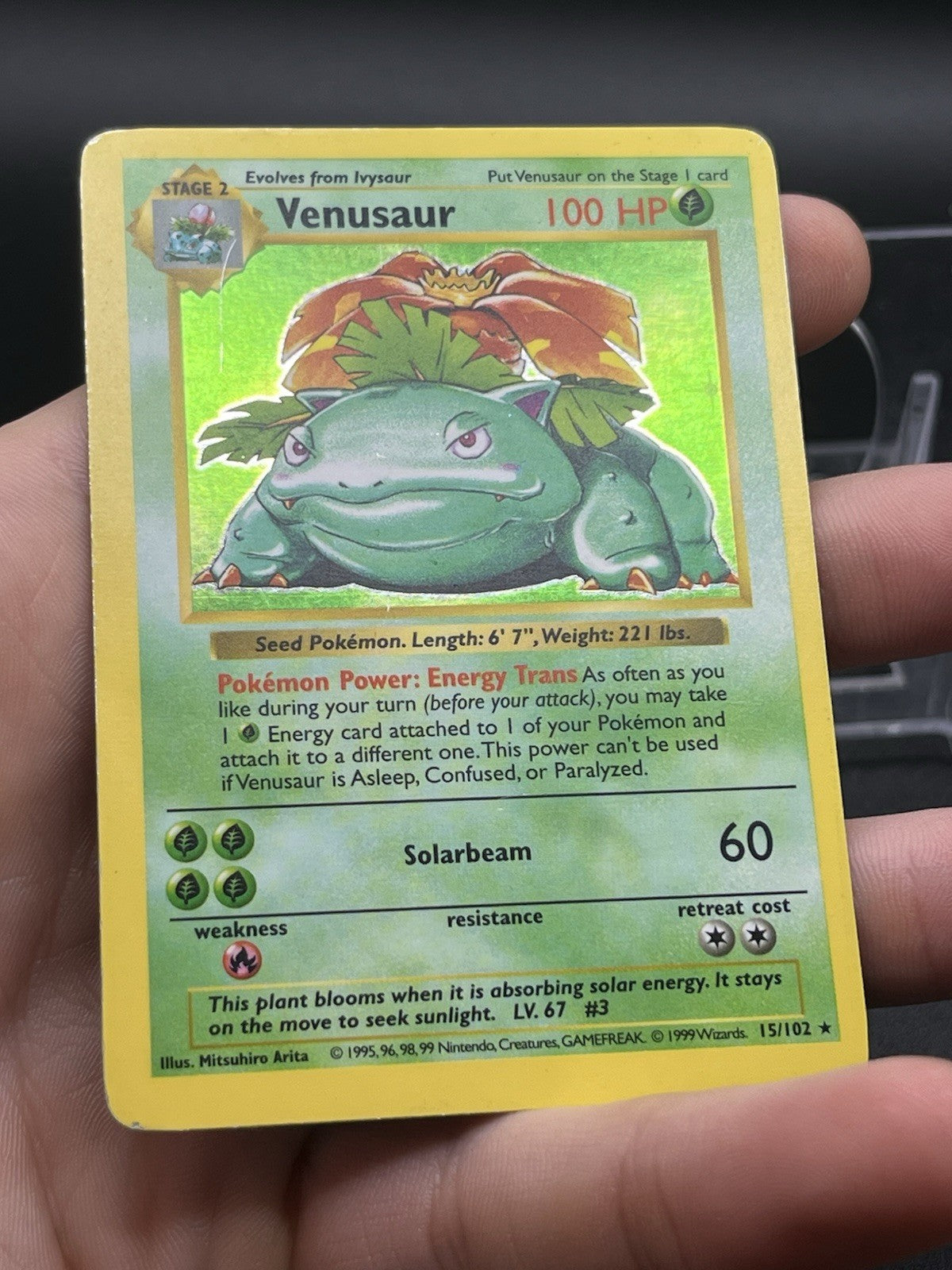 Venusaur 15/102 Shadowless Base Set 1999 Holo Vintage Pokemon WOTC