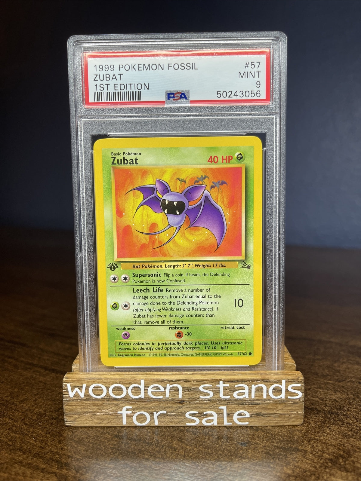 PSA 9 MINT Zubat 57/62 1st Edition Fossil Set Pokemon Trading Card