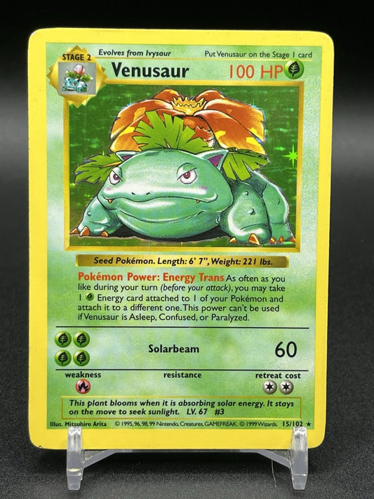Venusaur 15/102 Shadowless Base Set 1999 Holo Vintage Pokemon WOTC