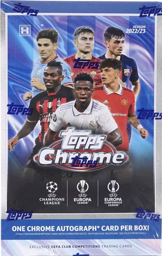 2022-23 TOPPS UEFA CLUB COMPETITIONS CHROME SOCCER HOBBY BOX NEW FACTORY SEALED