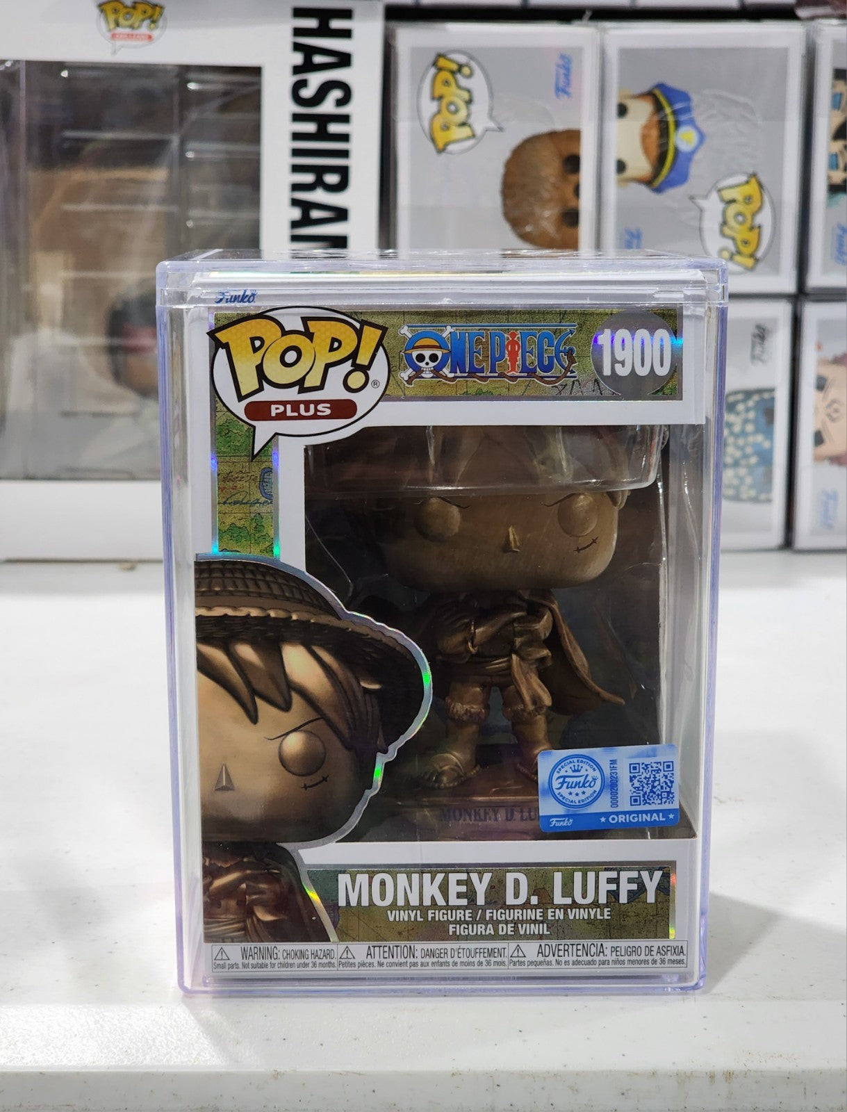 Pop Plus One Piece Monkey D. Luffy Statue Bronze Funko Shop Exclusive +Protector