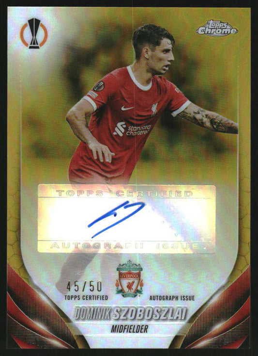 2023 Topps Chrome UEFA Chrome Autographs Gold #CA-DS Dominik Szoboszlai Auto /50