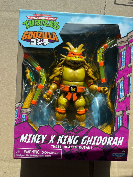 Playmates TMNT X Godzilla Mikey X King Ghidorah Mutant Ninja Turtles Figure 🔥