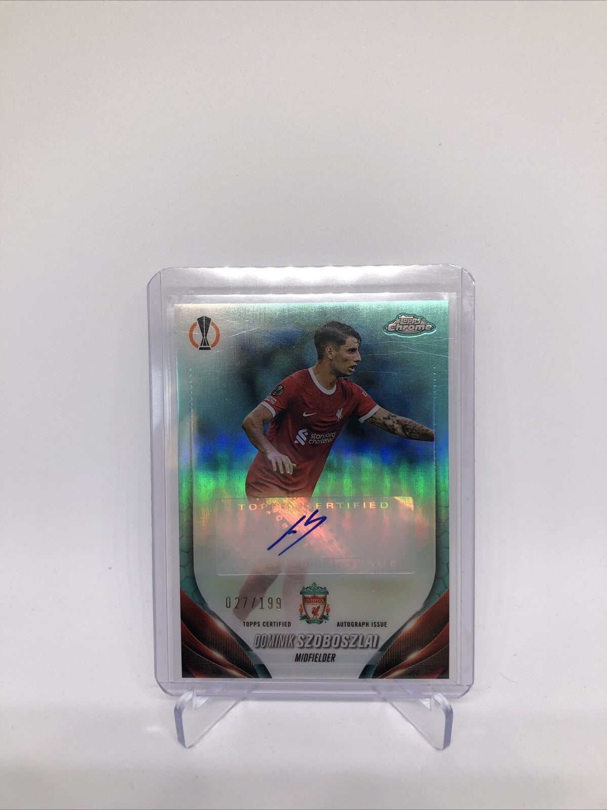 2023-24 Topps Chrome UCC Dominik Szoboszlai Aqua Parallel Auto /199