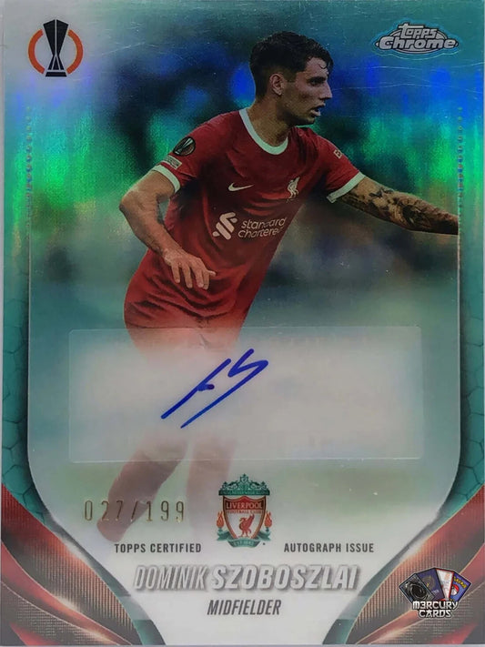 2023-24 Topps Chrome UCC Dominik Szoboszlai Aqua Parallel Auto /199