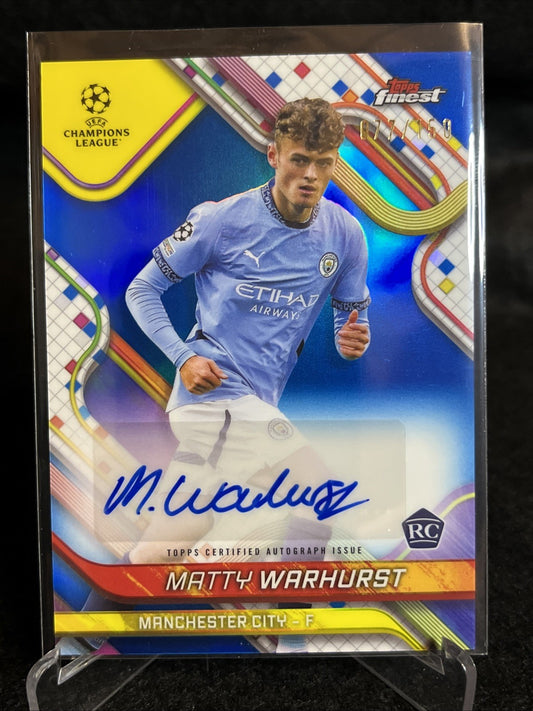 Matty Warhurst RC Auto /150 *Man City* 2024-25 Topps Finest UEFA #BA-MW