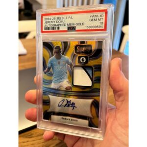 2024-25 Jeremy Doku Patch Auto Panini Select PSA GEM MINT 10