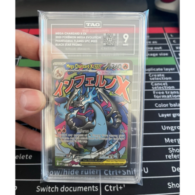TAG graded 9 Mint Mega Charizard X EX 023 Promo Holo card in slab