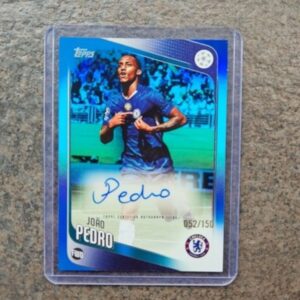 Topps UEFA Club Competitions Joao Pedro Chelsea FC certified autograph card serial numbered 052/150, 2025-26 release
