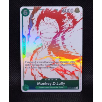 One Piece Card Game Monkey.D.Luffy 3rd Anniversary Promo OP07-033 NM Foil character card front with green border and 6000 power