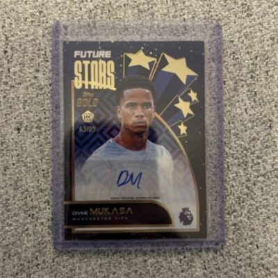 Mukasa Topps Gold Rookie RC Auto 63/99 Manchester City Future Stars soccer trading card
