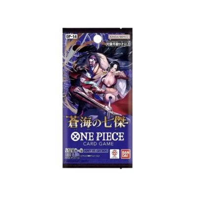 One Piece TCG Japanese OP-14 The Azure Sea’s Seven booster pack sealed front view